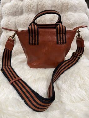Universal Thread Rust Brown Crossbody Bag with Black-Striped Strap